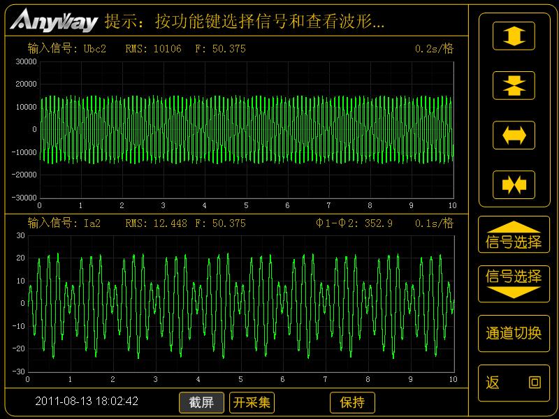 變頻電量波形示例_定子疊頻法熱試驗(yàn)電壓電流波形