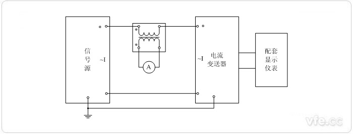 數(shù)字輸出電流變送器校準(zhǔn)接線圖(電流互感器擴(kuò)展標(biāo)準(zhǔn)表量程)